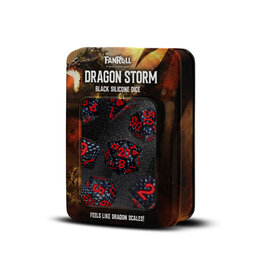 Metallic Dice Games Dragon Storm Silicone Dice 7-Set - Black Dragon Scales