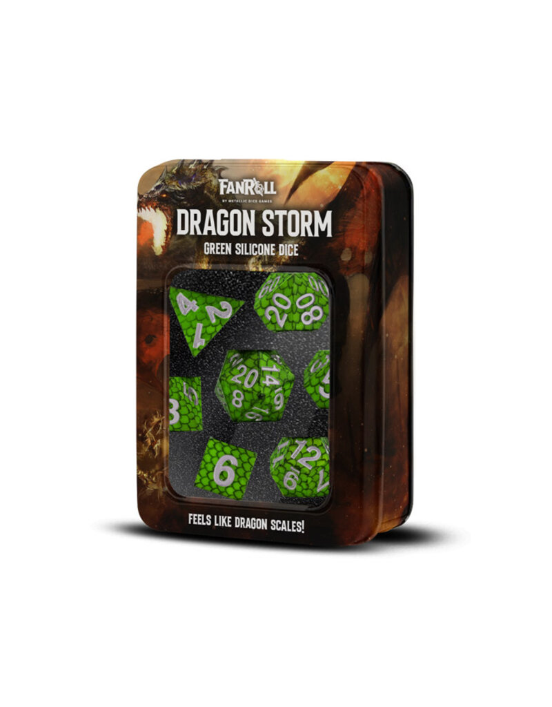 Metallic Dice Games Dragon Storm Silicone Dice 7-Set - Green Dragon Scales