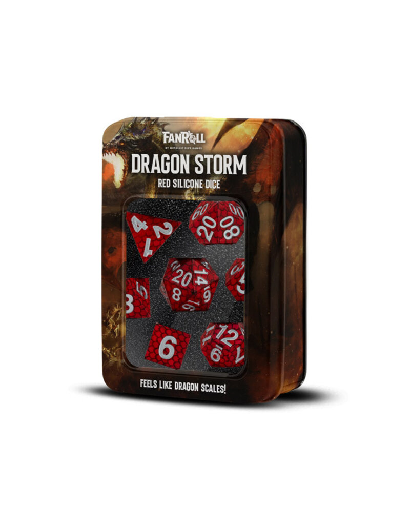 Metallic Dice Games Dragon Storm Silicone Dice 7-Set - Red Dragon Scales