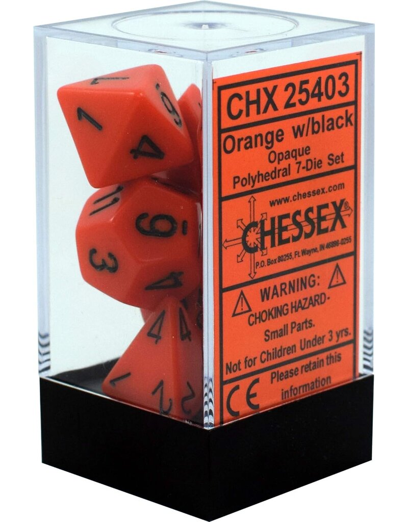 Chessex Chessex 7-Set Dice Cube Opaque Orange with Black