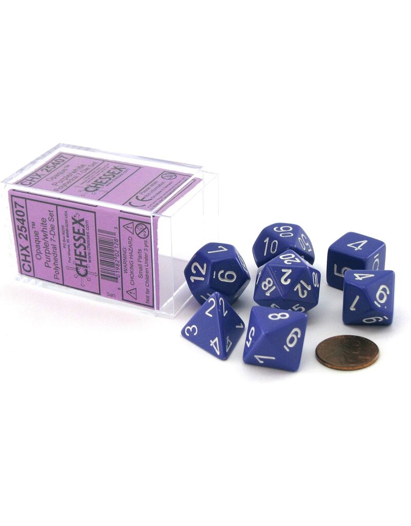 Chessex Chessex 7-Set Dice Cube Opaque Purple with White
