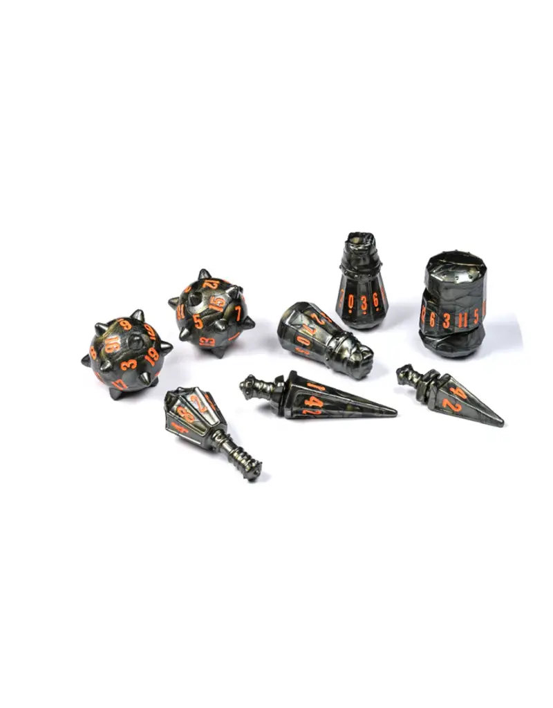 Tabletop Tycoon Polyhero Warrior 8 Dice Set - Steel Grey