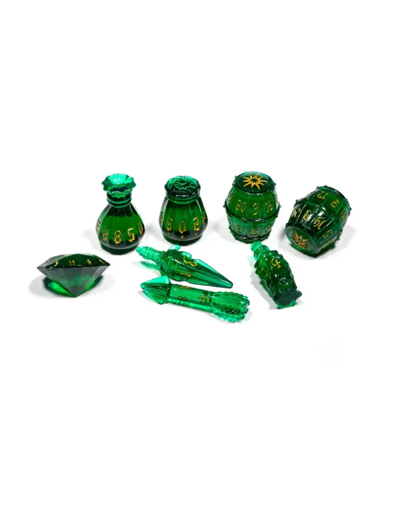Tabletop Tycoon Polyhero Rogue 8 Dice Set -Emerald Emissary