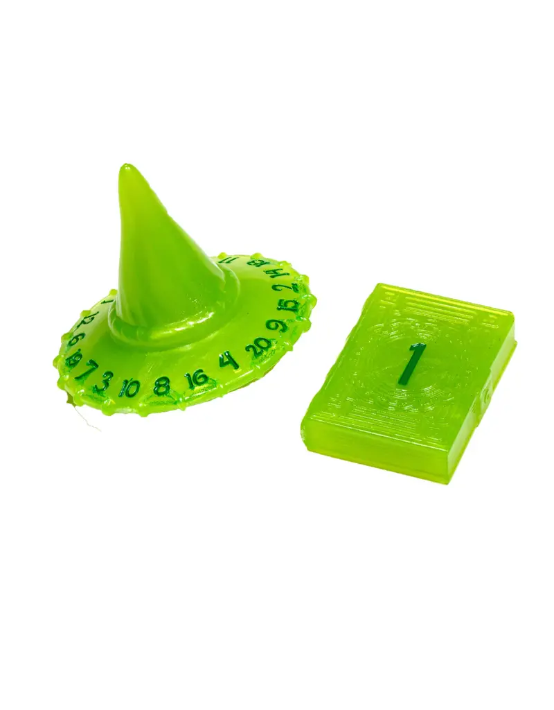 Tabletop Tycoon Polyhero d20 Wizard Hat and d2 Spellbook - Acid Splash