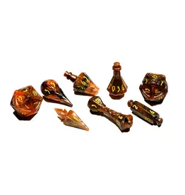 Tabletop Tycoon Polyhero Wizard 8 Dice Set - Smoldering Ember