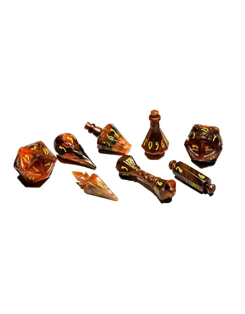Tabletop Tycoon Polyhero Wizard 8 Dice Set - Smoldering Ember
