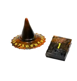 Tabletop Tycoon Polyhero Wizard d20 Wizard Hat and d2 Spellbook - Smoldering Ember