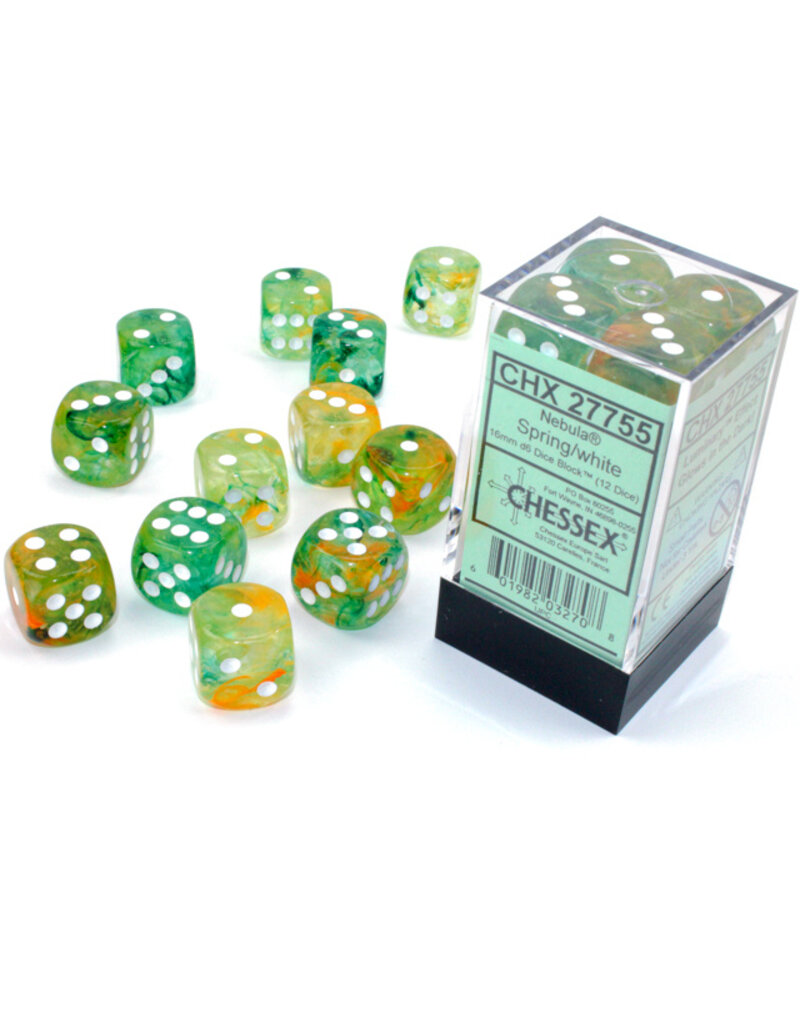 Chessex Chessex d6 Luminary Dice Cube 16mm Nebula Spring with White (12)