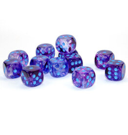 Chessex Chessex d6 Luminary Dice Cube 16mm Nebula Nocturnal with Blue (12)
