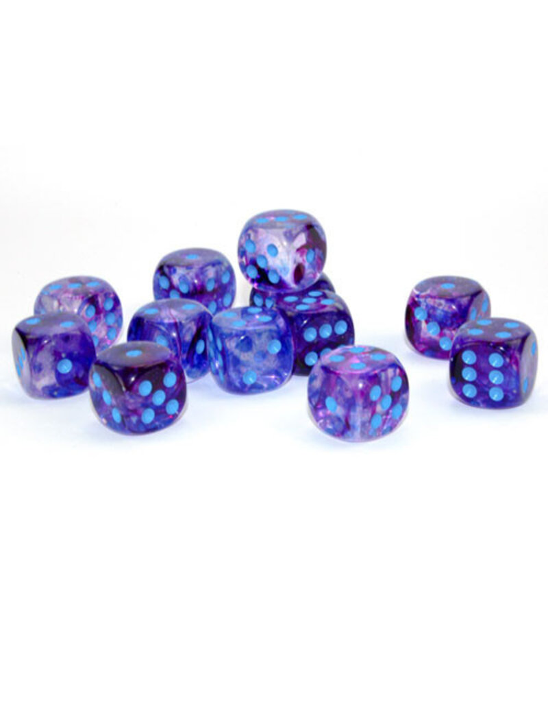 Chessex Chessex d6 Luminary Dice Cube 16mm Nebula Nocturnal with Blue (12)