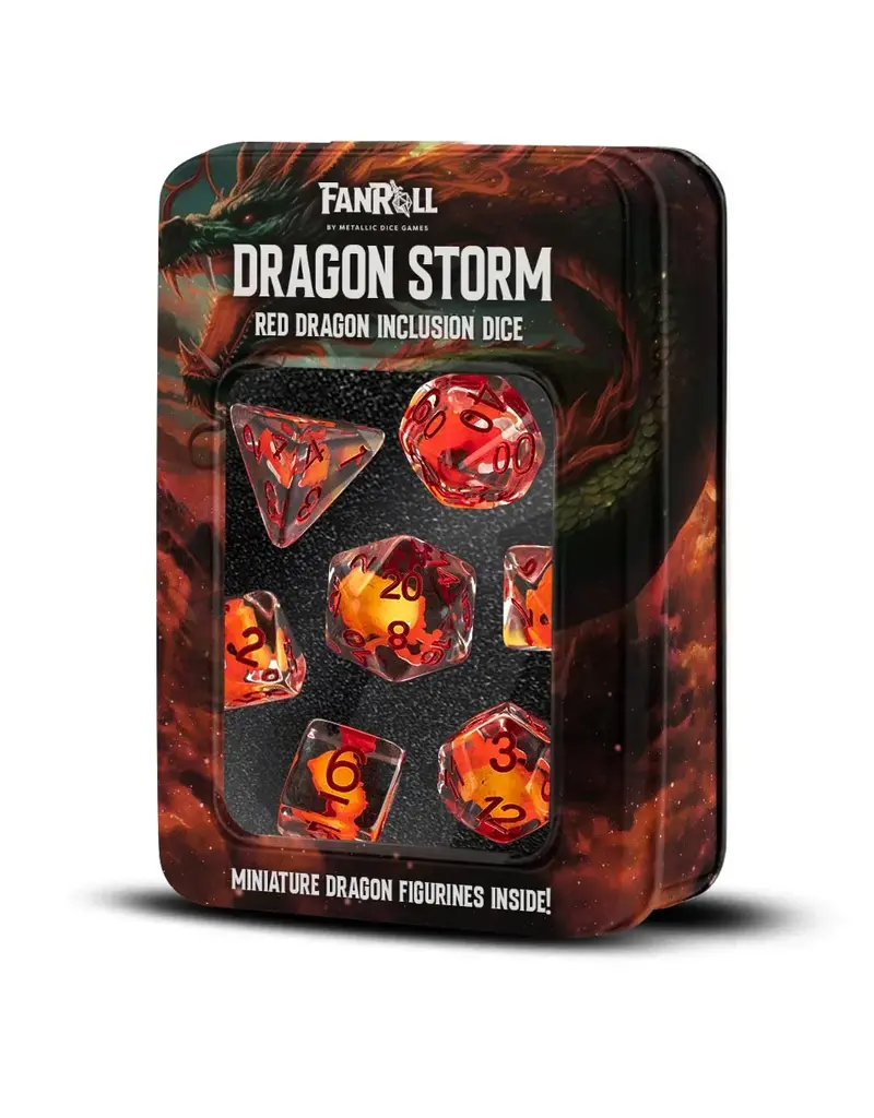 Metallic Dice Games Dragon Storm Inclusion Resin Dice 7-Set - Red Dragon