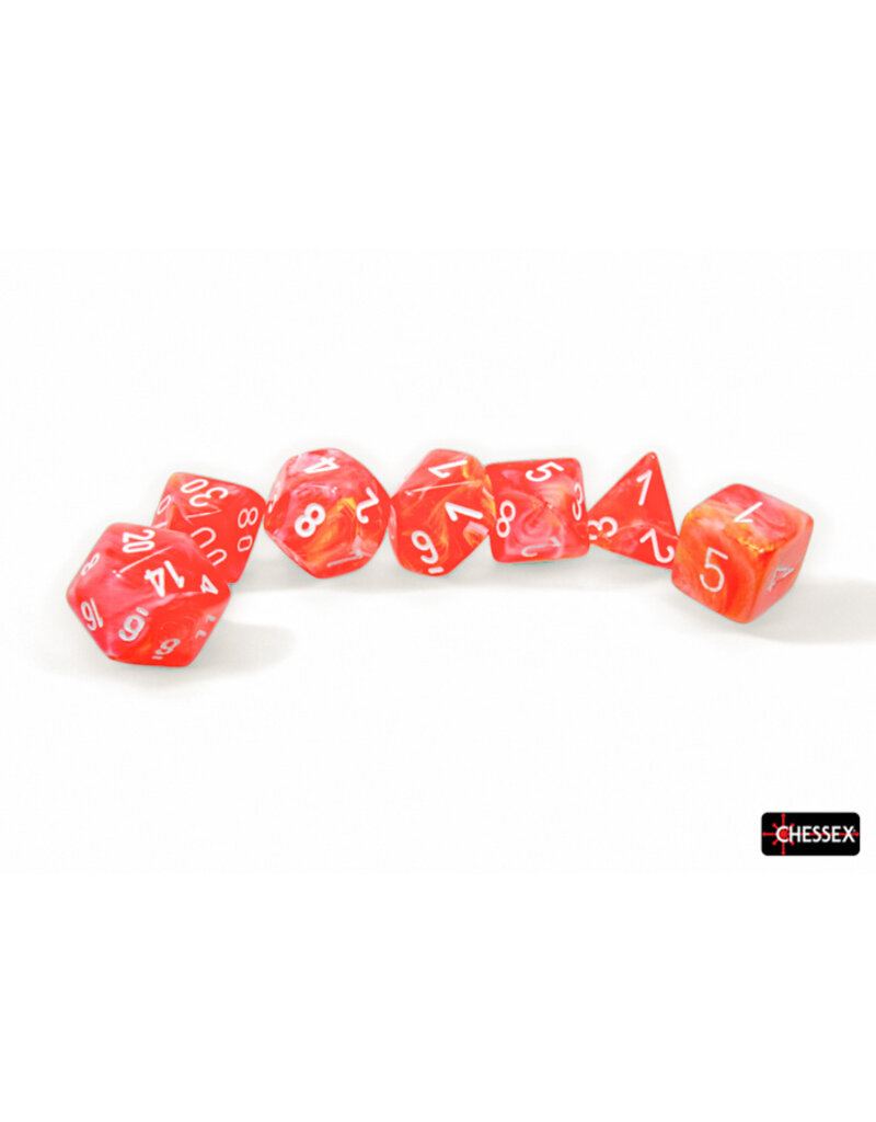 Chessex Chessex 7-Set Dice Cube Festive Dahlia with White