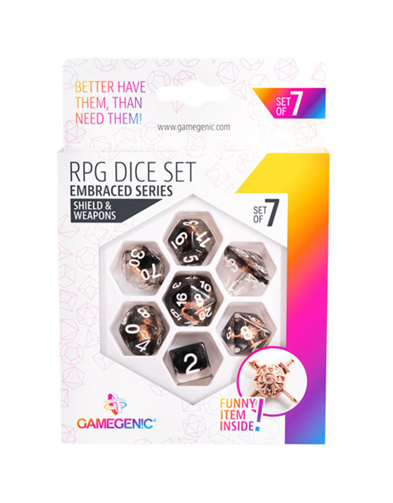 Gamegenic Embraced Series: Shield & Weapons - Gamegenic RPG Dice Set
