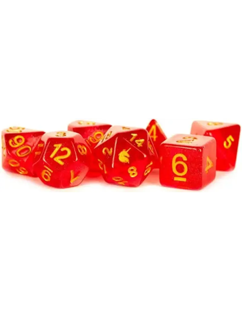 Metallic Dice Games Metallic Dice Games 7-Set Unicorn Dice - Red