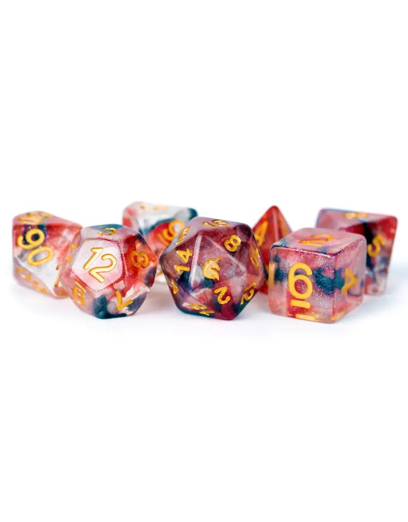 Metallic Dice Games Metallic Dice Games 7-Set Unicorn Dice - Phoenix Ash