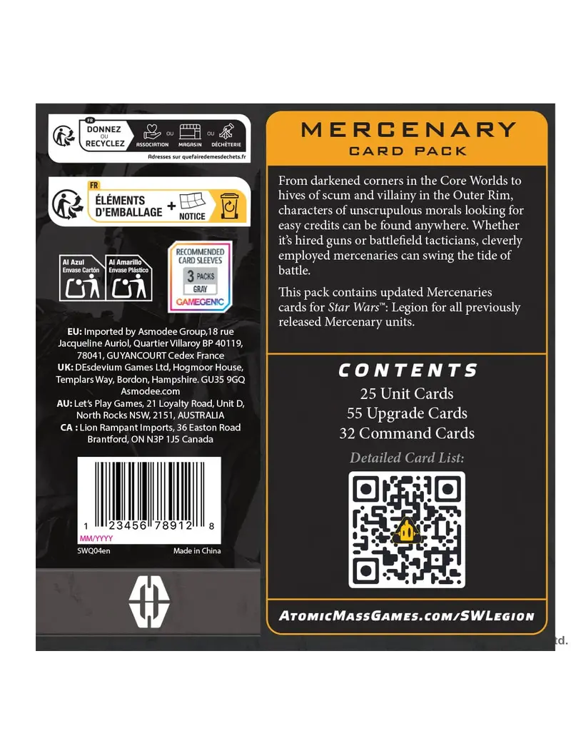 Atomic Mass Games Star Wars: Legion - Mercenary Card Pack (Pre-Order)