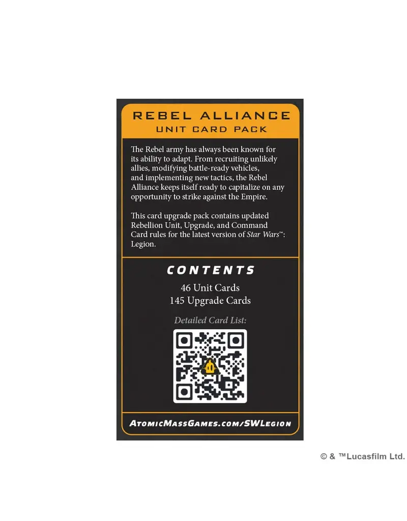 Atomic Mass Games Star Wars: Legion - Rebel Alliance - Unit Card Pack