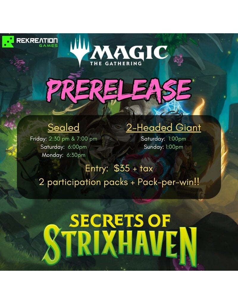 Wizards of the Coast MTG: Secrets of Strixhaven SEALED Prerelease Event - Saturday 04/18 @ 6:00pm