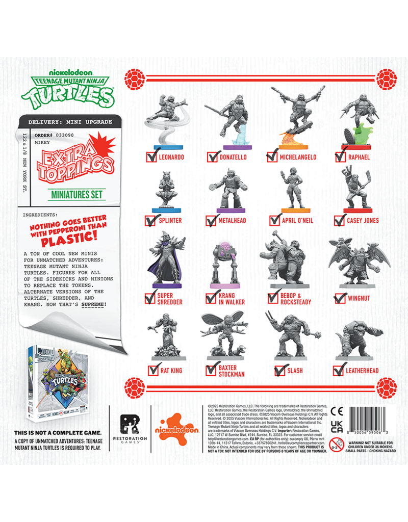 Restoration Games Unmatched Teenage Mutant Ninja Turtles Extra Toppings Miniature Set