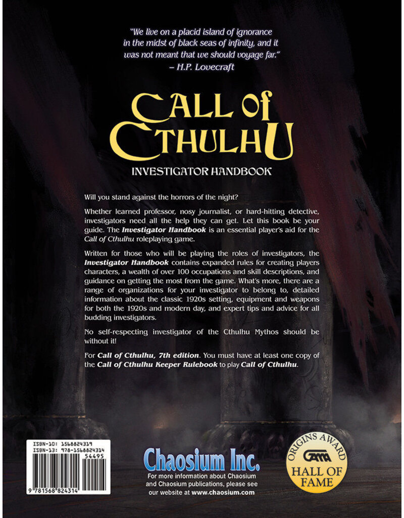 Chaosium Call of Cthulhu: Investigator Handbook 7th Edition