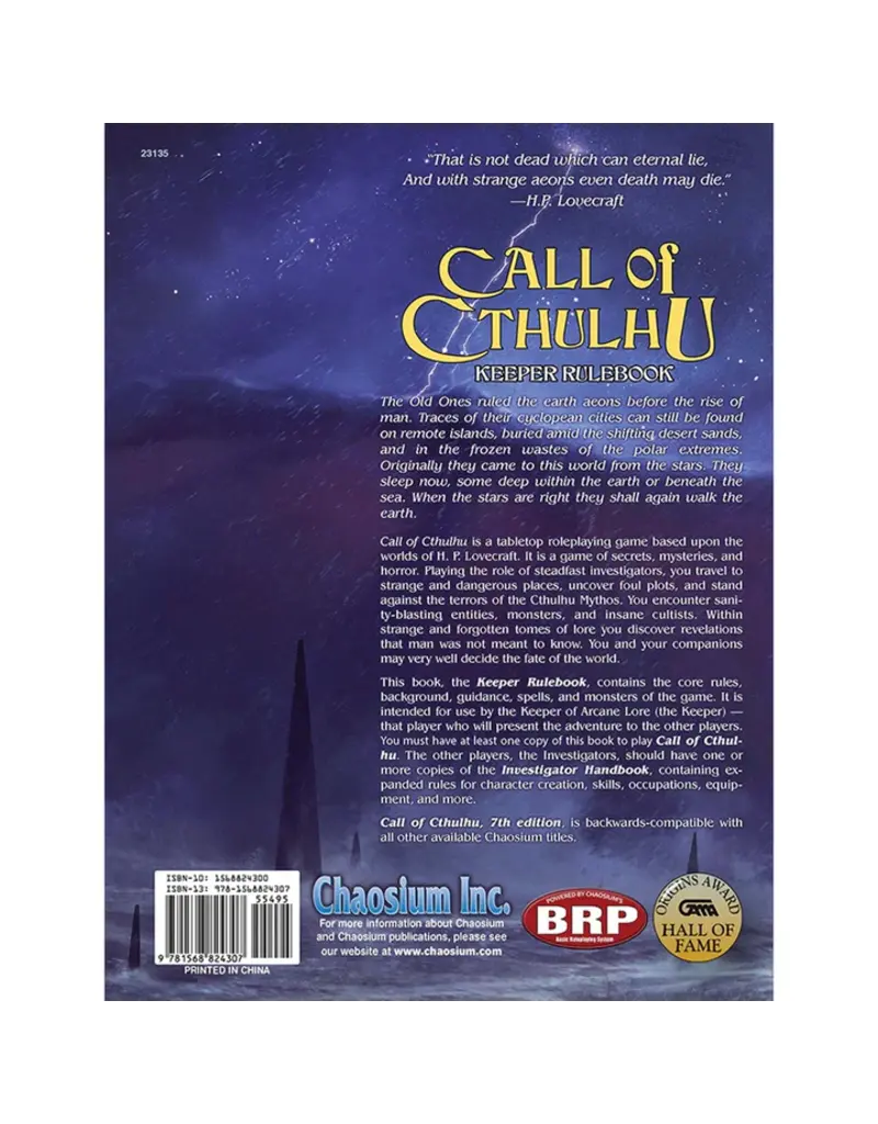 Fantasy Flight Games Call of Cthulhu: Keeper Rulebook 7th Edition