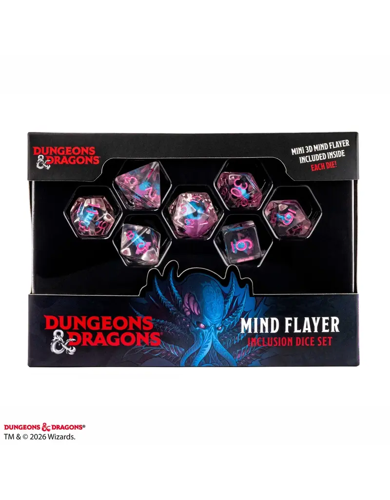 FanRoll by Metallic Dice Games DND Monsters - Resin Inclusion Dice Set - Mind Flayer