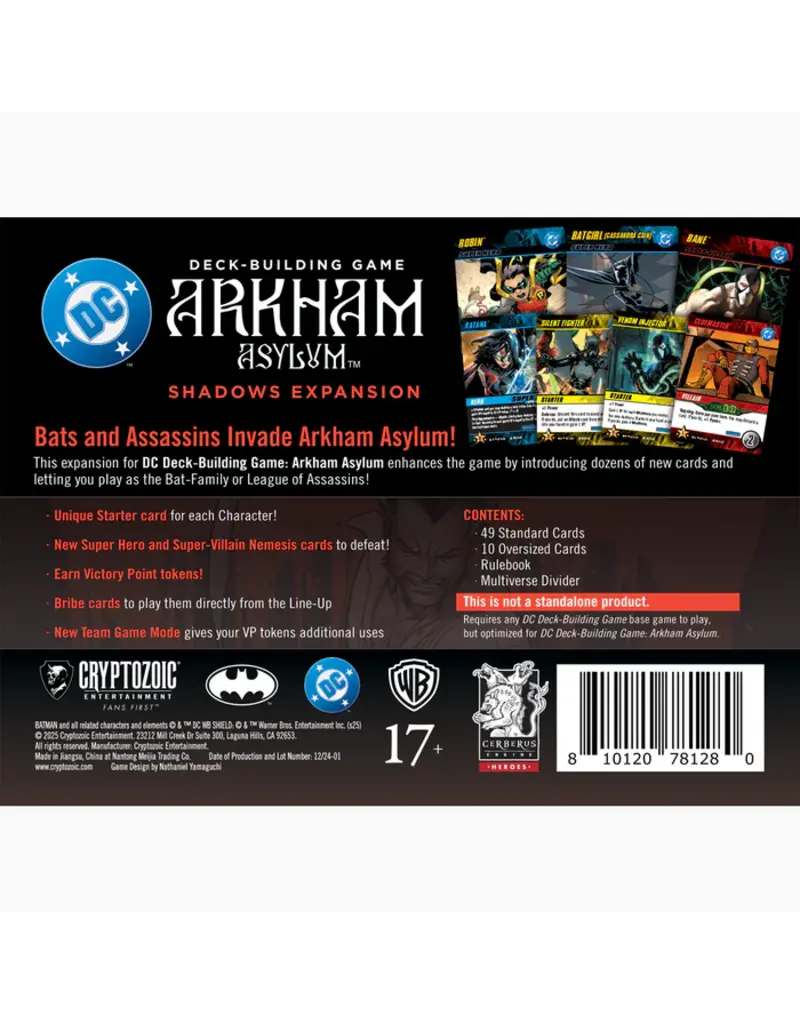Cryptozoic DC Comics Deckbuilding Game DBG: Arkham Asylum Shadows Expansion