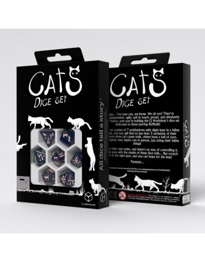 Q Workshop Cats Dice: 7-Die Set- Mittens