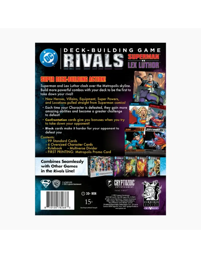 Cryptozoic DC Comics Deckbuilding Game DBG: Rivals - Superman VS Lex Luthor (Standalone or Expansion)