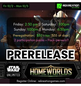 Fantasy Flight Games Star Wars Unlimited Homeworlds Pre-Release Monday 10/05 6:30PM
