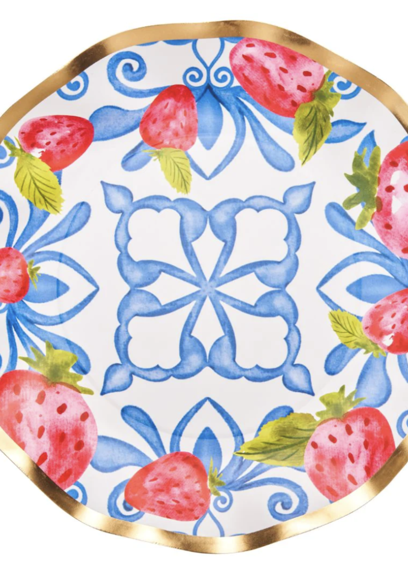 Sophistiplate Wavy Salad Plate Bleu Strawberries - 8pkg