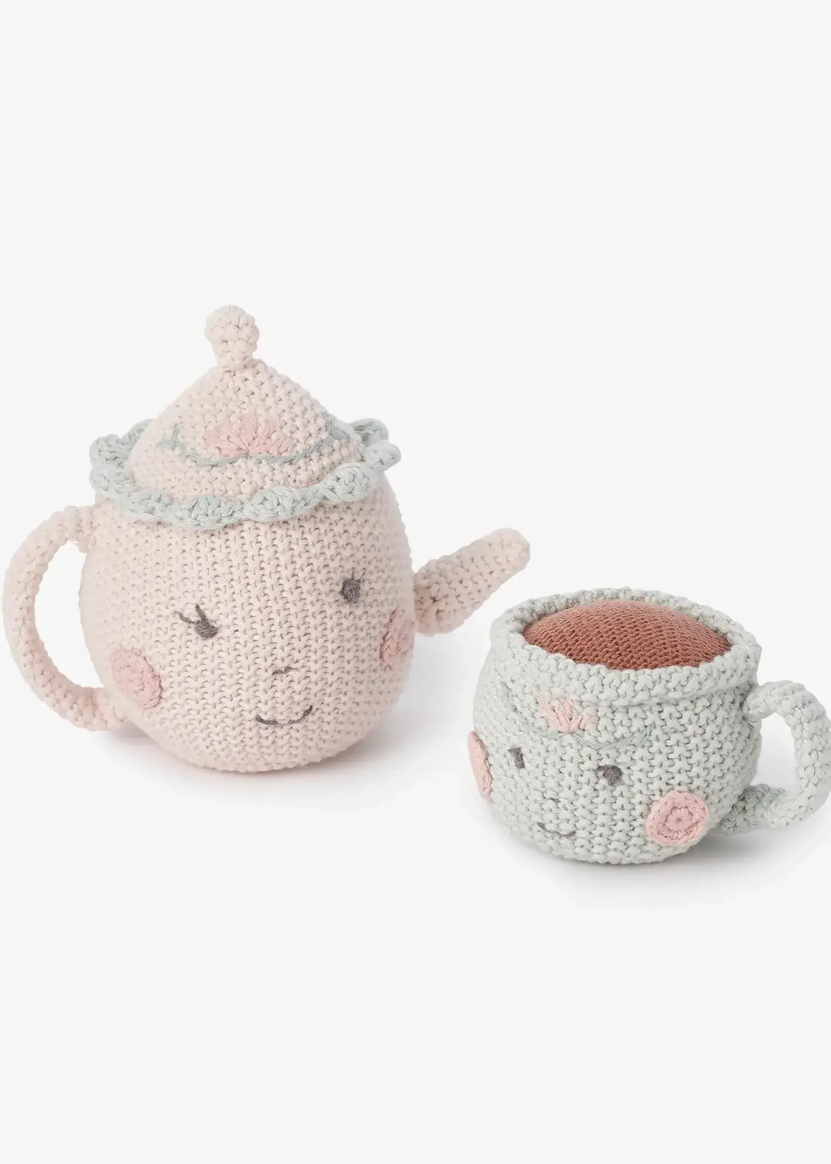 Elegant Baby Boxed Teapot & Teacup Rattles Knit/Hand-Crochet25467