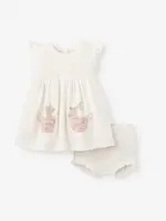 Elegant Baby Tea Party Knit Dress Hand-Embroidered & Bloomers 6-9m 96415