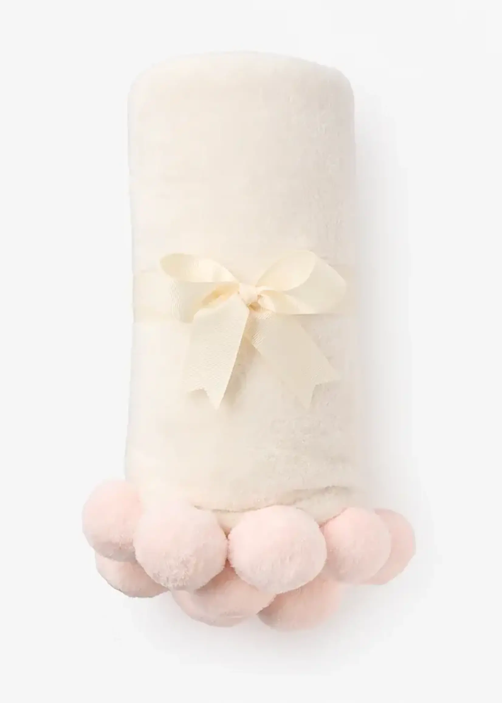 Elegant Baby Flannel Fleece Pom Blanket Pink 89550