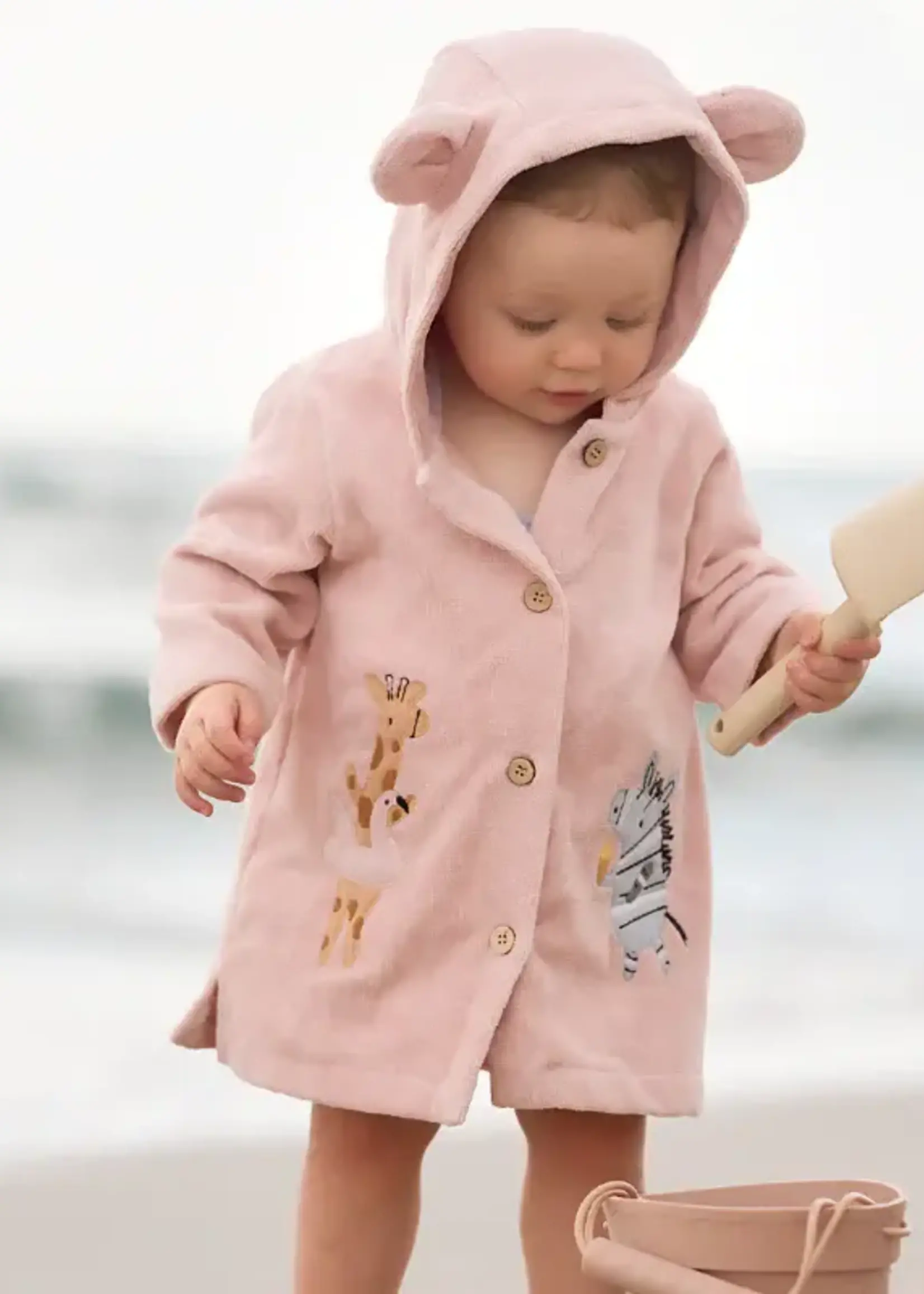 Elegant Baby Pink Seaside Safari Applique Terry Beach Coverup 49002