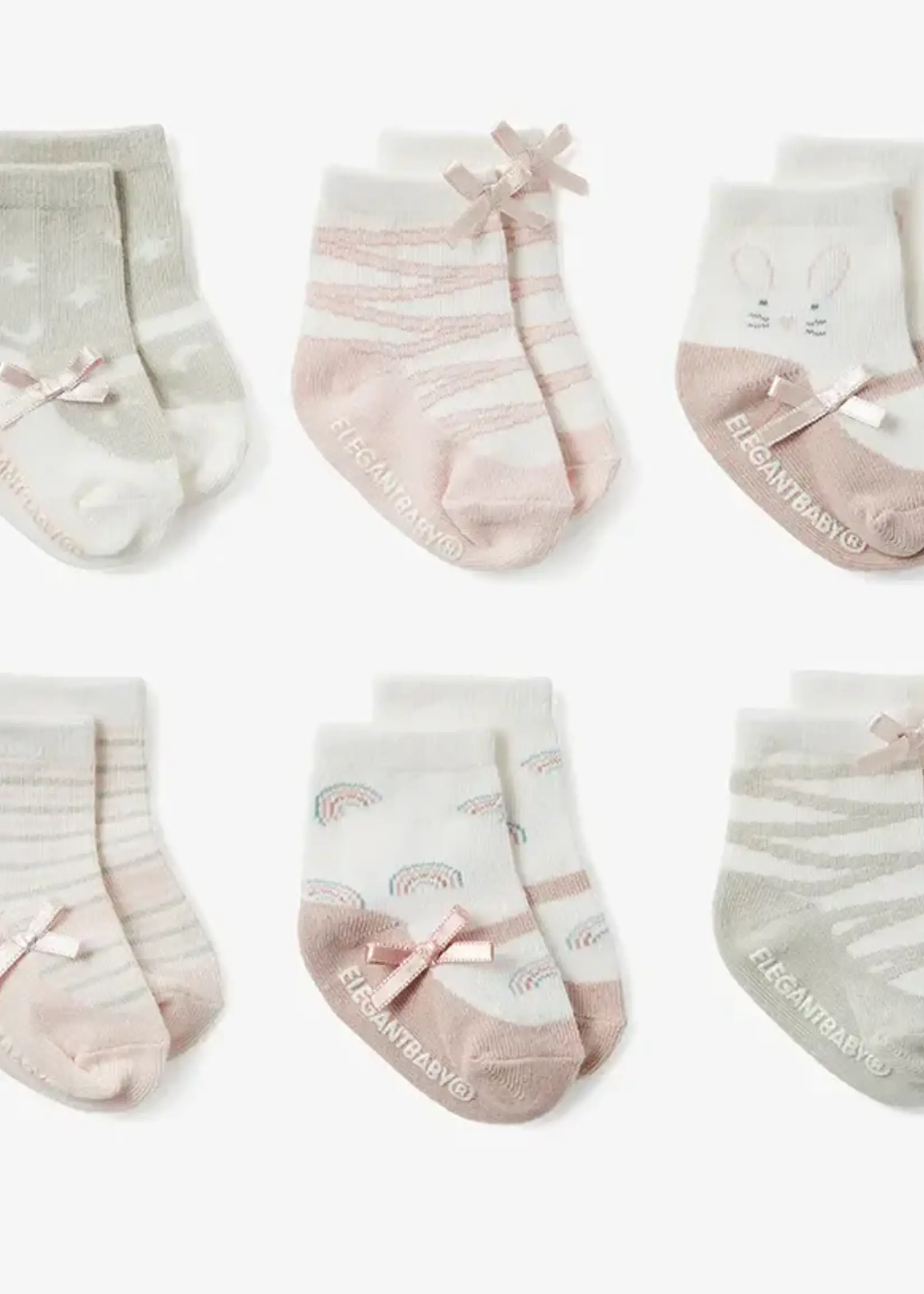 Elegant Baby Socks-6pk-Maryjane Pink 78239