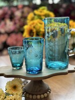 Rose Ann Hall Design Engraved Iced Tea Glass Aqua BGCC204AQ