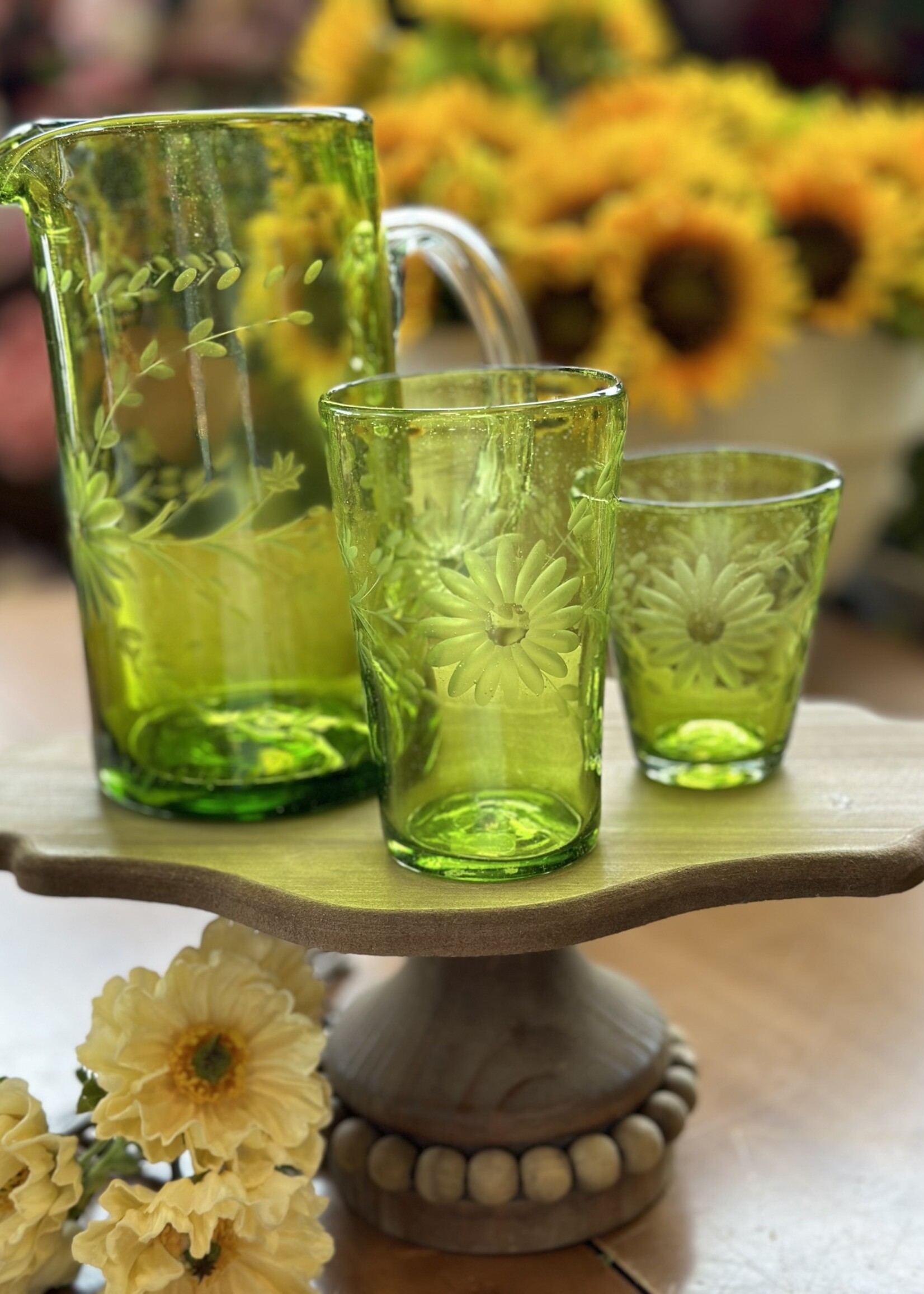 Rose Ann Hall Design Engraved Iced Tea Glass, Verde BGCC204