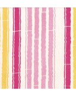 Caspari Caspari - BAMBOO STRIPE FUCHSIA/PINK - NAPKIN COCKTAIL - 17471C