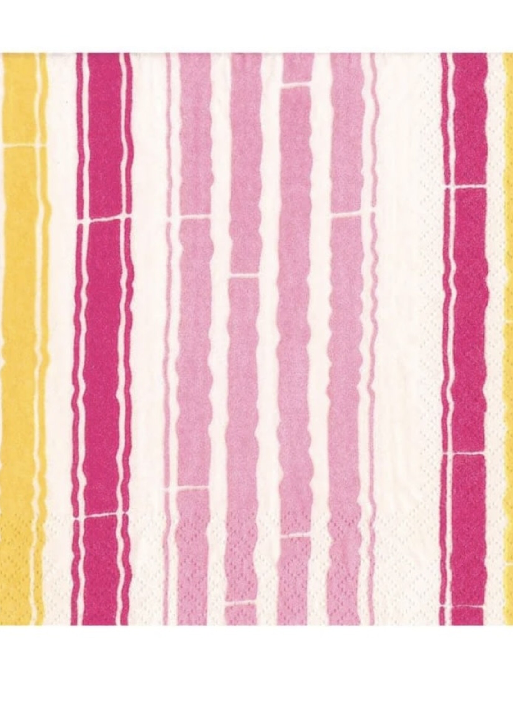 Caspari Caspari - BAMBOO STRIPE FUCHSIA/PINK - NAPKIN COCKTAIL - 17471C