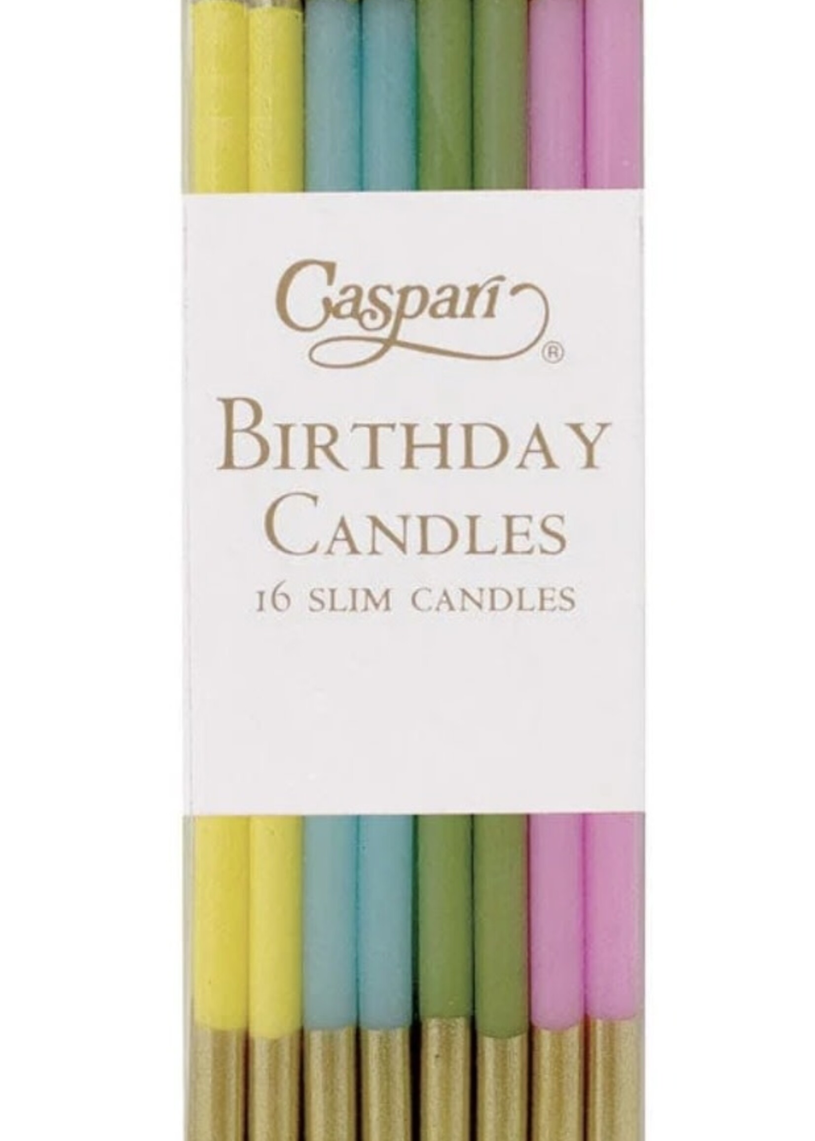 Caspari Caspari - BIRTHDAY SLIMS-MIXED PASTELS - CANDLE BIRTHDAY SLIMS 16-IN
