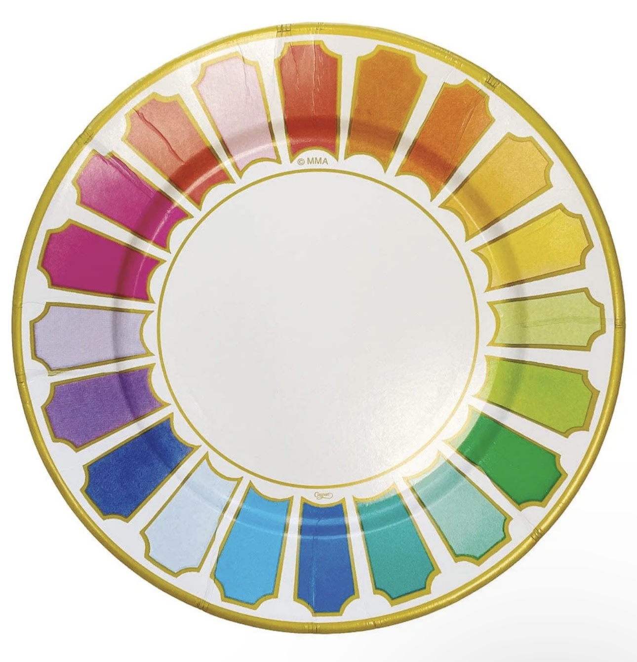 Caspari COLOR WHEEL DINNER PLATES Picket Fences Home Decor