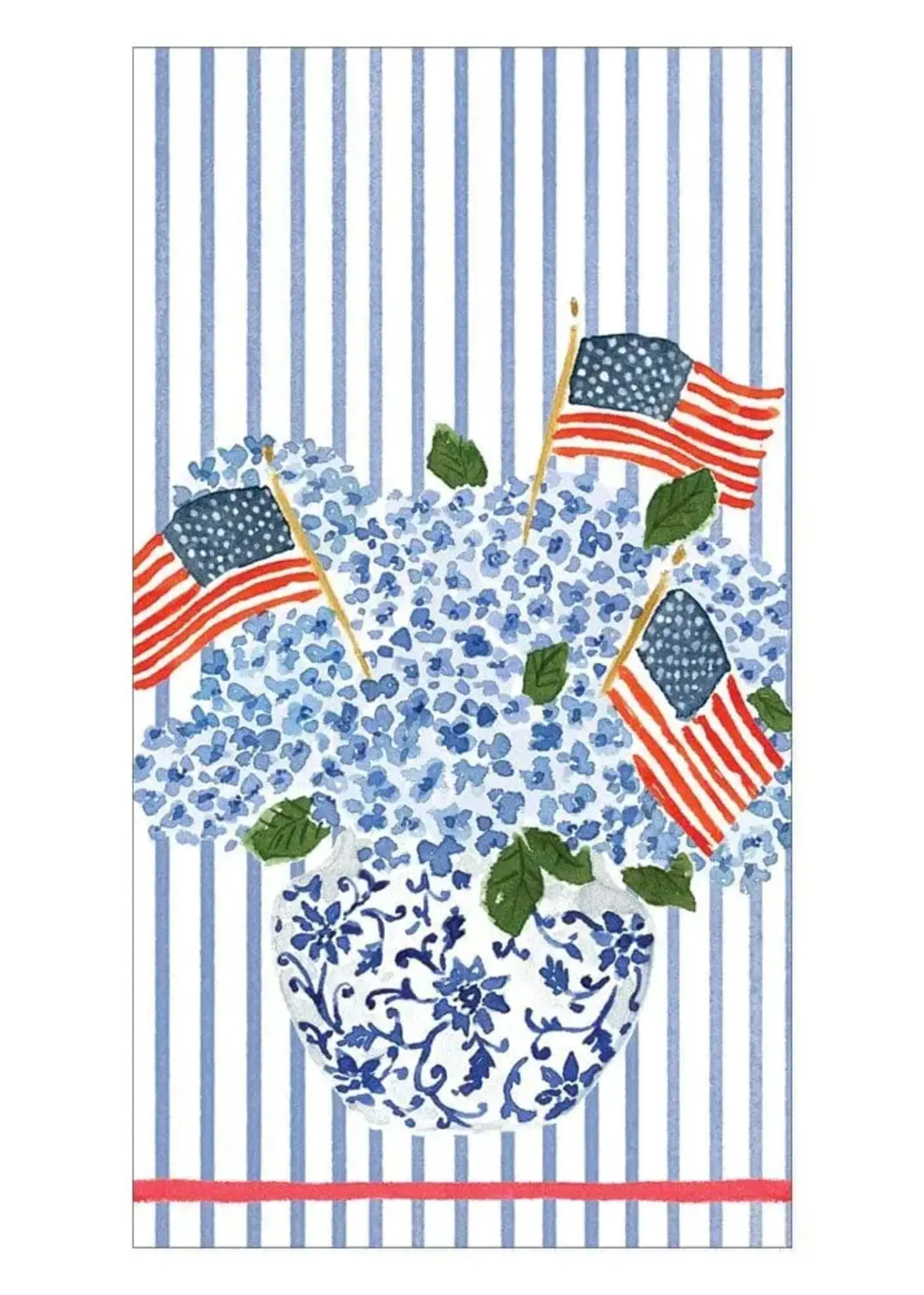 Caspari Caspari - FLAGS AND HYDRANGEAS - GUEST TOWEL