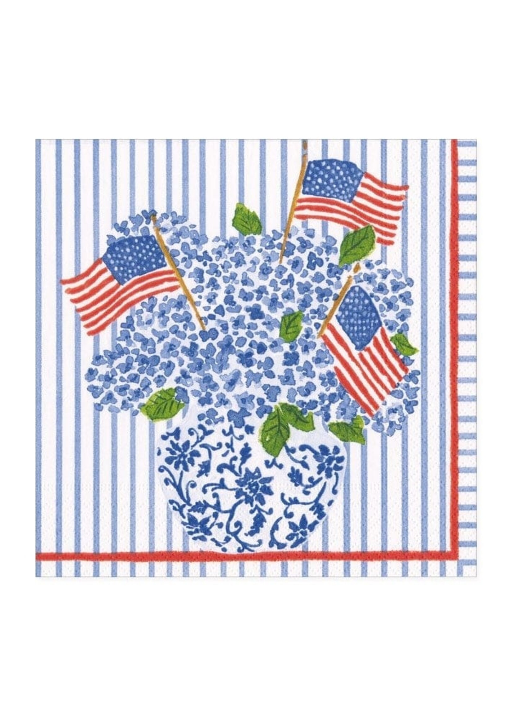 Caspari Caspari - FLAGS AND HYDRANGEAS - NAPKIN COCKTAIL