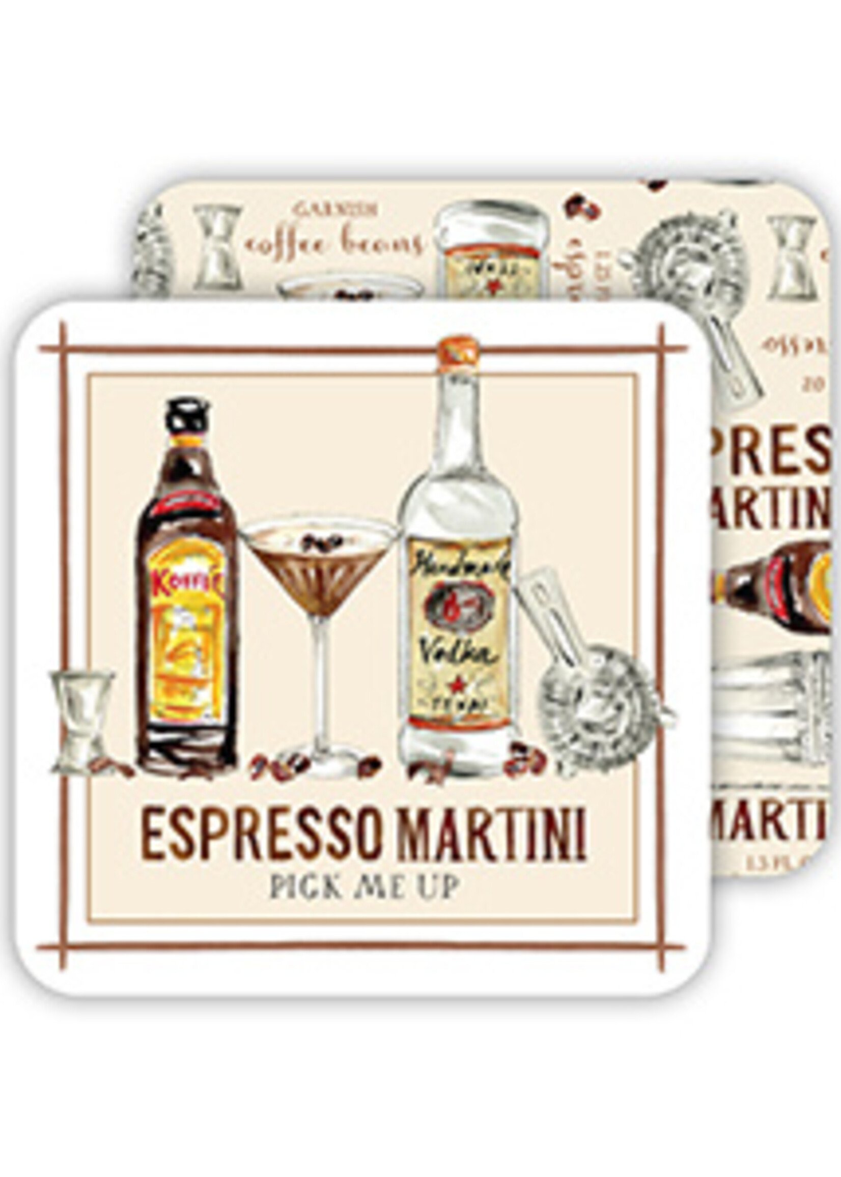 Rosanne Beck Collections Rosanne Beck Collections - Square Coaster-Handpainted Pick me up Espresso Martini - 031-1297