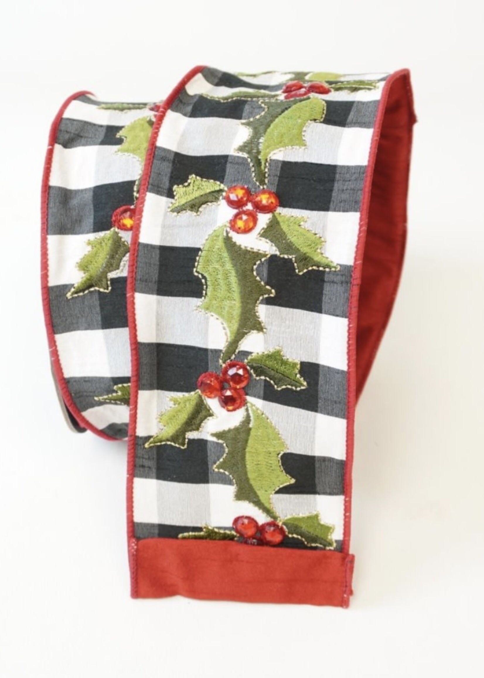 Farrisilk RG268-92 4" HOLLY PLAID BLACK &WHITE