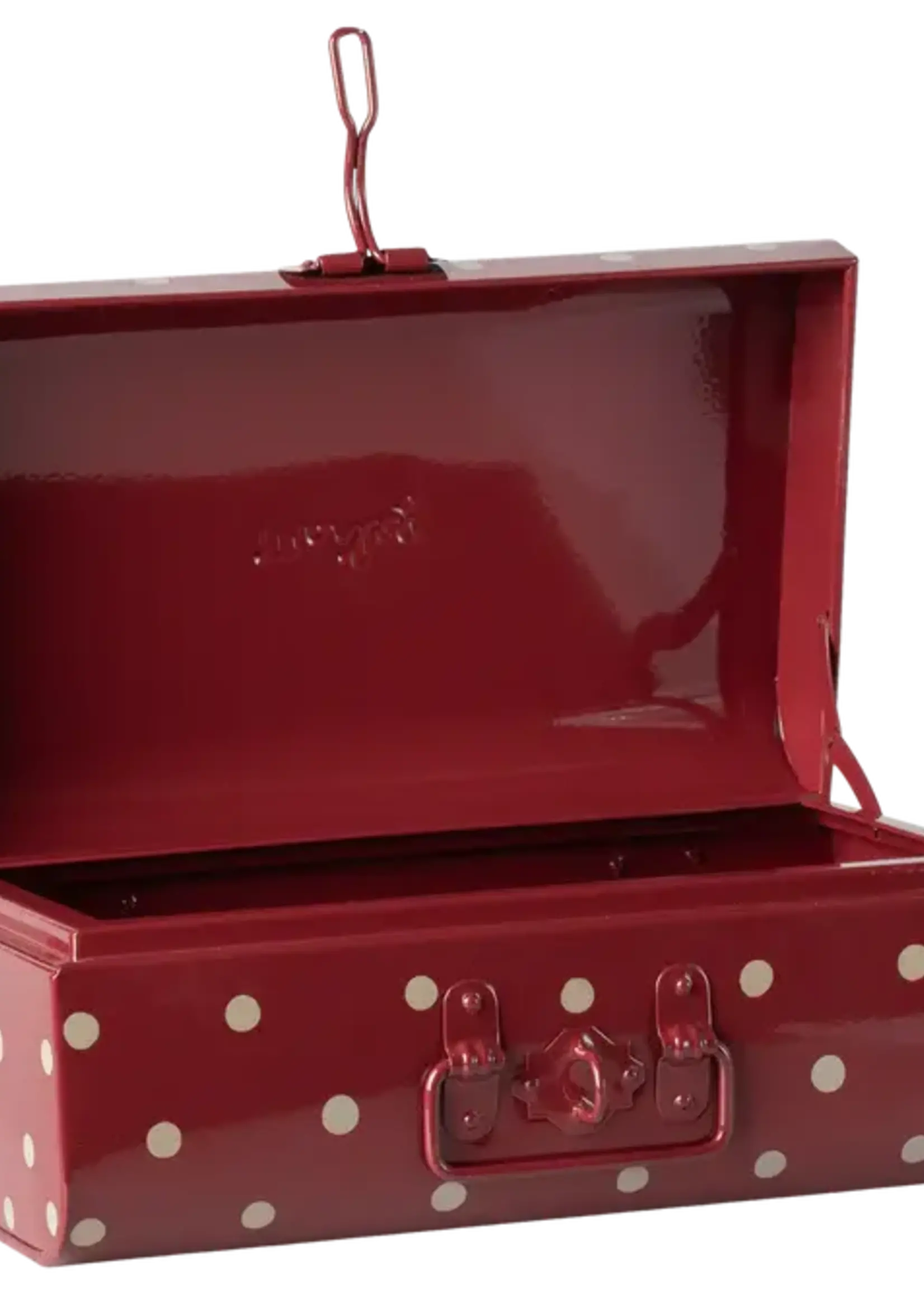 Maileg Maileg - Storage suitcase, Small - Red with dots