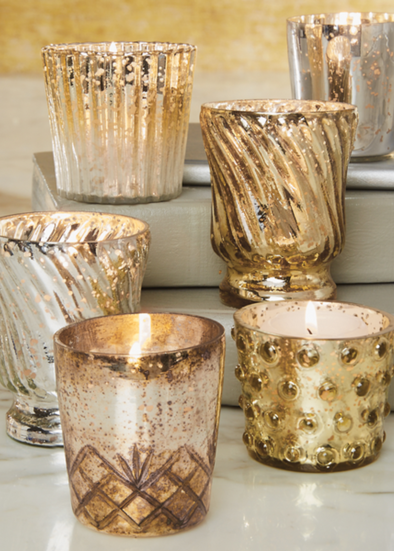 Mud Pie Silver With Lines Mercury Votive