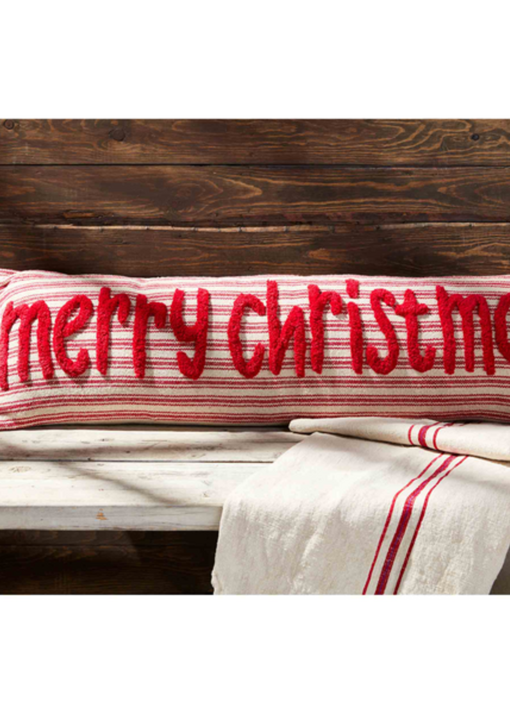 Mud Pie Merry Christmas Stripe Pillow