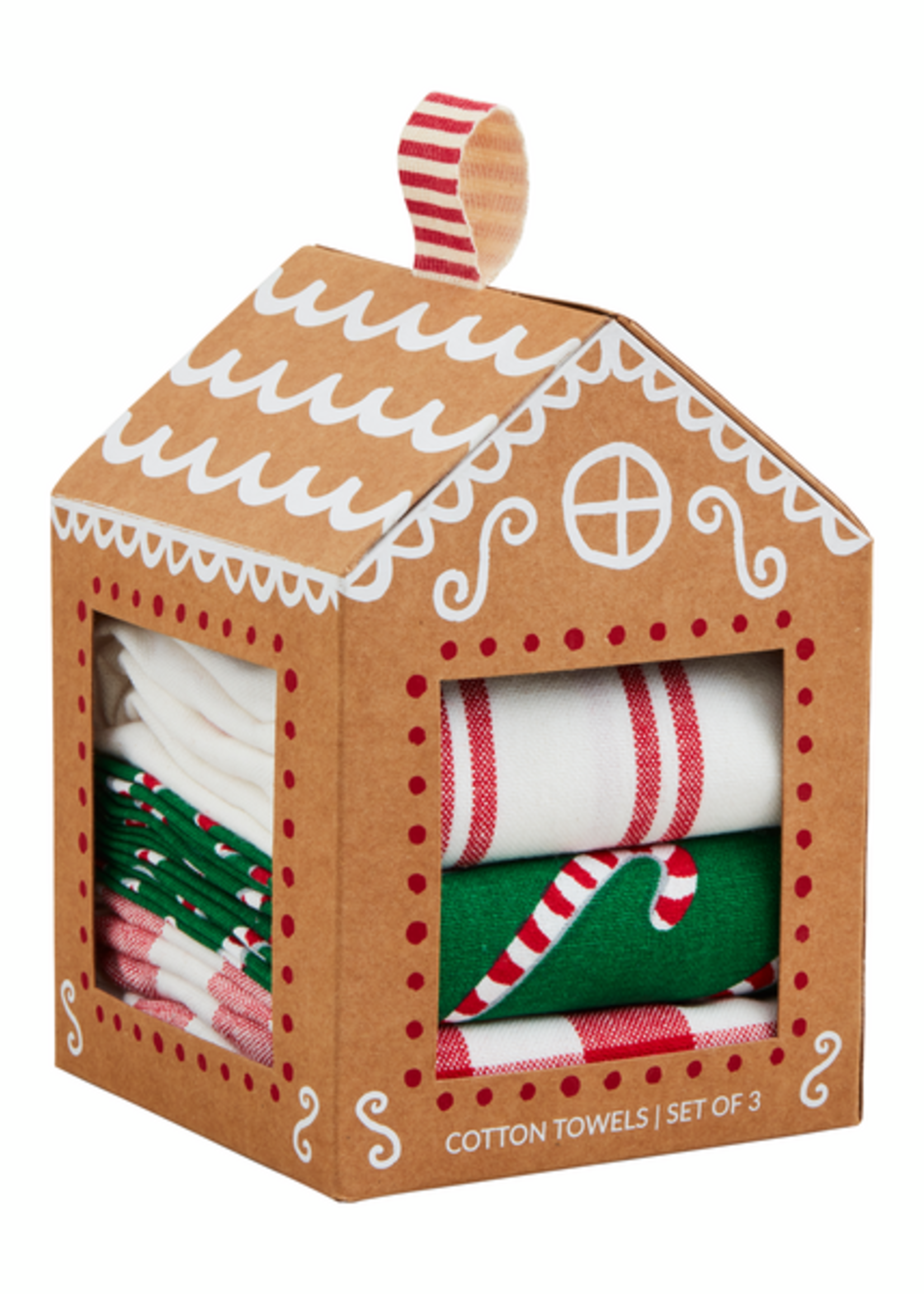 Mud Pie Peppermint Gingerbread House Towel Set